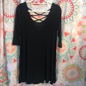 Black open back dress